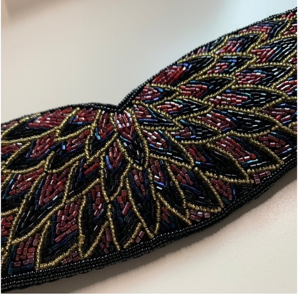 Petite Sophisticate Beaded Belt Black Red Gold Party Dress Accessories Size SM - Picture 8 of 8